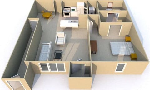 Floor plan for 1 bed, 1 bath, 814 sqft